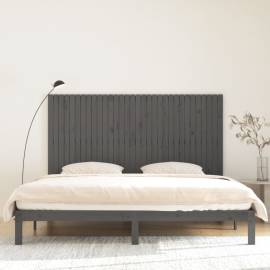 Tăblie de pat pentru perete, gri, 204x3x110 cm, lemn masiv pin, 3 image
