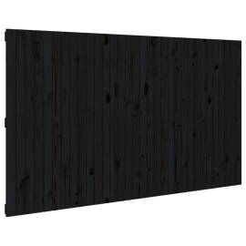 Tăblie de pat pentru perete, negru, 204x3x110 cm lemn masiv pin, 2 image
