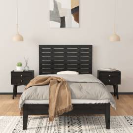 Tăblie de pat pentru perete, negru, 96x3x63 cm, lemn masiv pin, 3 image