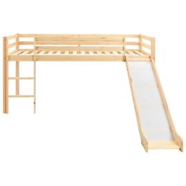 Cadru pat copii etajat cu tobogan &amp; scară 97x208cm lemn de pin, 2 image