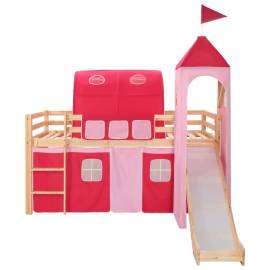 Cadru pat etajat copii cu tobogan & scară 208x230 cm lemn pin, 2 image