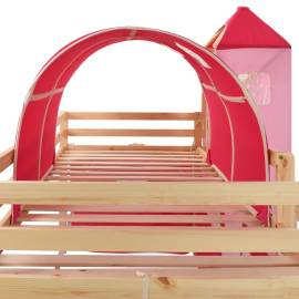 Cadru pat etajat copii cu tobogan & scară 208x230 cm lemn pin, 4 image