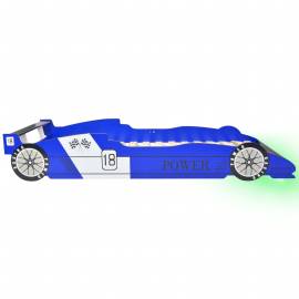 Pat copii mașină de curse, cu led, 90 x 200 cm, albastru, 5 image