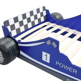 Pat pentru copii mașină de curse, albastru, 90 x 200 cm, 6 image