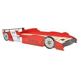 Pat pentru copii mașină de curse, cu led, 90 x 200 cm, roșu, 5 image