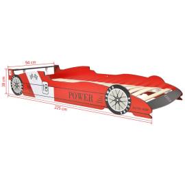 Pat pentru copii mașină de curse, cu led, 90 x 200 cm, roșu, 9 image