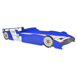 Pat pentru copii mașină de curse 90 x 200 cm, albastru, 2 image