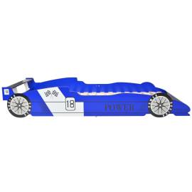 Pat pentru copii mașină de curse 90 x 200 cm, albastru, 3 image