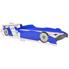Pat pentru copii mașină de curse 90 x 200 cm, albastru, 6 image