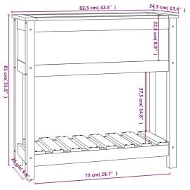 Jardinieră cu raft, alb, 82,5x34,5x81 cm, lemn masiv de pin, 8 image