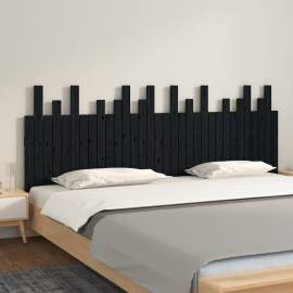 Tăblie de pat pentru perete, negru, 204x3x80 cm, lemn masiv pin