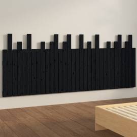 Tăblie de pat pentru perete, negru, 204x3x80 cm, lemn masiv pin, 4 image