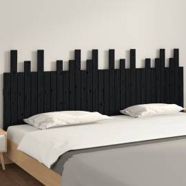 Tăblie de pat pentru perete, negru, 204x3x80 cm, lemn masiv pin, 3 image