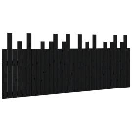 Tăblie de pat pentru perete, negru, 204x3x80 cm, lemn masiv pin, 2 image