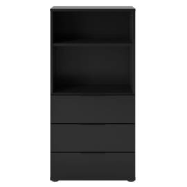 Fmd comodă cu 3 sertare și rafturi deschise, negru, 2 image