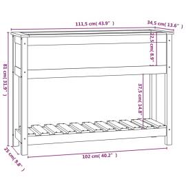 Jardinieră cu raft, negru, 111,5x34,5x81 cm, lemn masiv de pin, 8 image