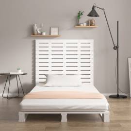 Tăblie de pat pentru perete, alb, 126x3x91,5 cm, lemn masiv pin, 3 image