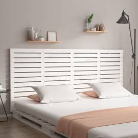 Tăblie de pat pentru perete, alb, 156x3x91,5 cm, lemn masiv pin