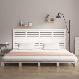 Tăblie de pat pentru perete, alb, 156x3x91,5 cm, lemn masiv pin, 3 image