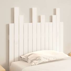 Tăblie de pat pentru perete, alb, 82,5x3x80 cm, lemn masiv pin, 3 image