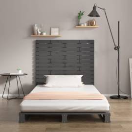 Tăblie de pat pentru perete, gri, 106x3x91,5 cm, lemn masiv pin, 3 image