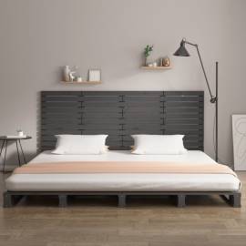 Tăblie de pat pentru perete, gri, 166x3x91,5 cm, lemn masiv pin, 3 image