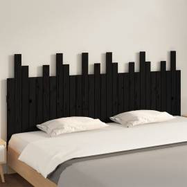 Tăblie de pat pentru perete, negru, 185x3x80 cm, lemn masiv pin, 3 image