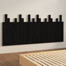 Tăblie de pat pentru perete, negru, 185x3x80 cm, lemn masiv pin, 4 image