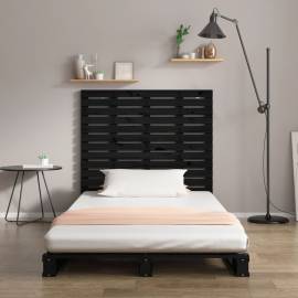 Tăblie de pat pentru perete, negru, 81x3x91,5 cm lemn masiv pin, 3 image