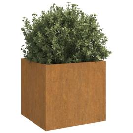 Jardinieră, gri, 42x40x39 cm, oțel corten, 3 image
