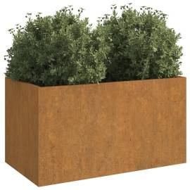 Jardinieră, gri, 62x40x39 cm, oțel corten, 3 image