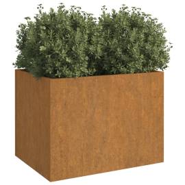 Jardinieră, gri, 62x47x46 cm, oțel corten, 3 image