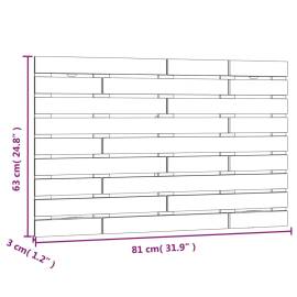 Tăblie de pat pentru perete, 81x3x63 cm, lemn masiv de pin, 8 image