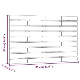 Tăblie de pat pentru perete, alb, 81x3x63 cm, lemn masiv pin, 8 image
