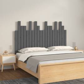 Tăblie de pat pentru perete, gri, 127,5x3x80 cm, lemn masiv pin