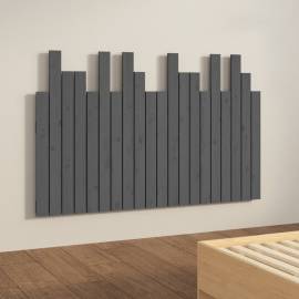 Tăblie de pat pentru perete, gri, 127,5x3x80 cm, lemn masiv pin, 4 image