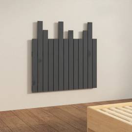 Tăblie de pat pentru perete, gri, 82,5x3x80 cm, lemn masiv pin, 4 image