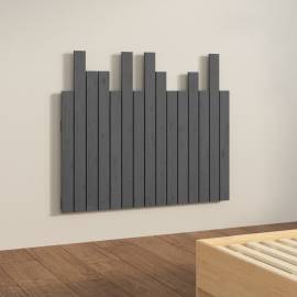 Tăblie de pat pentru perete, gri, 95,5x3x80 cm, lemn masiv pin, 4 image