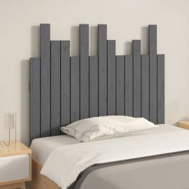 Tăblie de pat pentru perete, gri, 95,5x3x80 cm, lemn masiv pin, 3 image