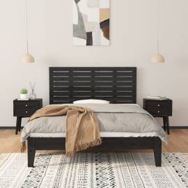 Tăblie de pat pentru perete, negru, 156x3x63 cm, lemn masiv pin, 3 image