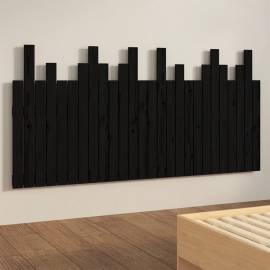 Tăblie de pat pentru perete, negru, 166x3x80 cm, lemn masiv pin, 4 image