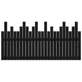 Tăblie de pat pentru perete, negru, 166x3x80 cm, lemn masiv pin, 5 image
