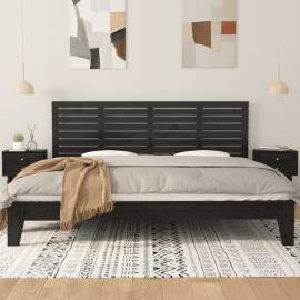 Tăblie de pat pentru perete, negru, 206x3x63 cm lemn masiv pin, 3 image