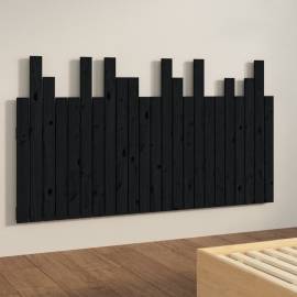Tăblie de pat pentru perete, negru 146,5x3x80 cm lemn masiv pin, 4 image