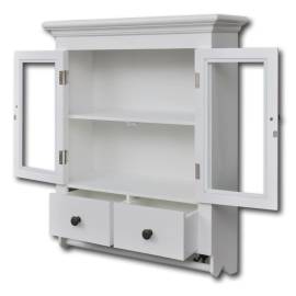 Dulap de bucătărie din lemn cu uşă din sticlă, alb, 3 image