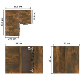 Dulap de colț suspendat, stejar fumuriu, 57x57x60 cm, lemn, 9 image
