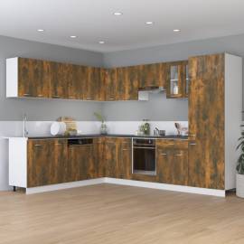 Dulap de frigider, stejar fumuriu, 60x57x207 cm, lemn prelucrat, 3 image