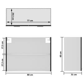 Dulap de sticlă suspendat, negru, 80 x 31 x 60 cm, pal, 9 image