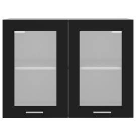 Dulap de sticlă suspendat, negru, 80 x 31 x 60 cm, pal, 6 image