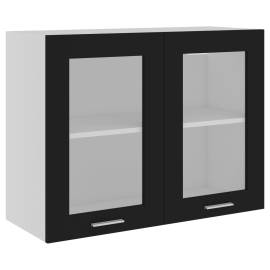 Dulap de sticlă suspendat, negru, 80 x 31 x 60 cm, pal, 2 image